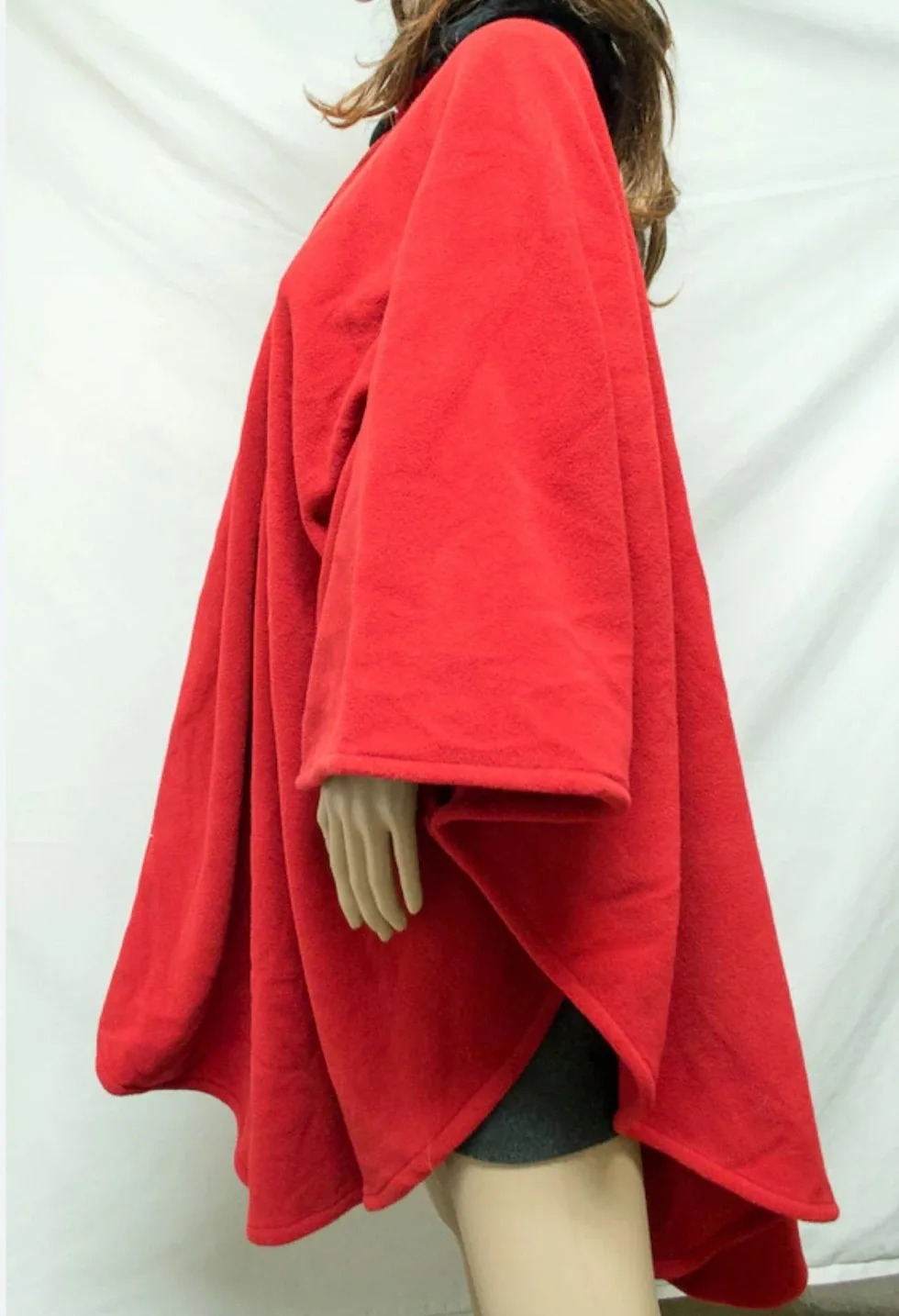 Red Fleece Cape with Black Collar image indicator(6)