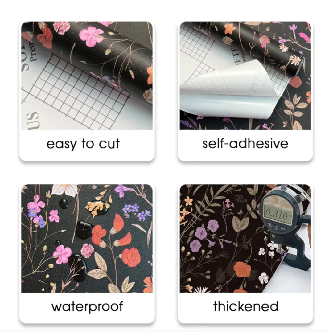 Dark Floral Peel & Stick Wallpaper, Textured 17.3"x118" image indicator(2)