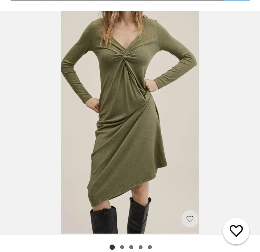 MNG Olive Green Long Sleeve Dress - Size S