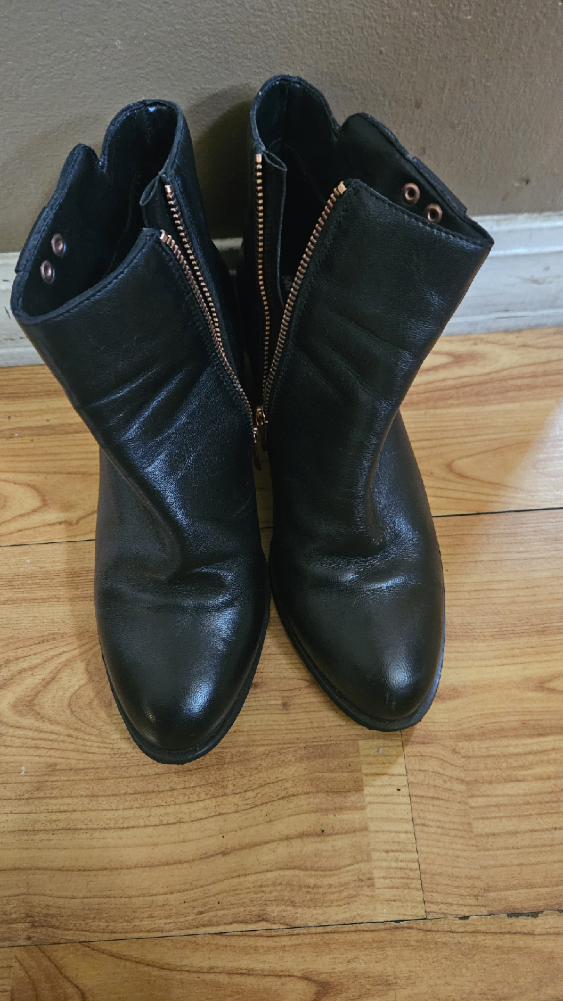 Black Ankle Boots with Zipper Detail