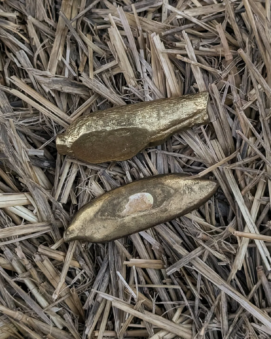 Vintage Brass Peapod Figurine. Vintage Brass Corn Figurine image indicator(2)