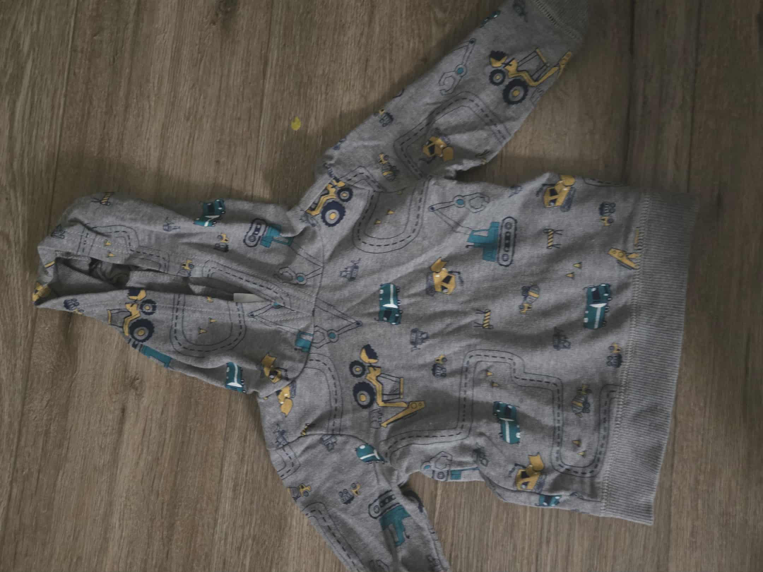 Grey Kids Hoodie with Construction Print 18 months