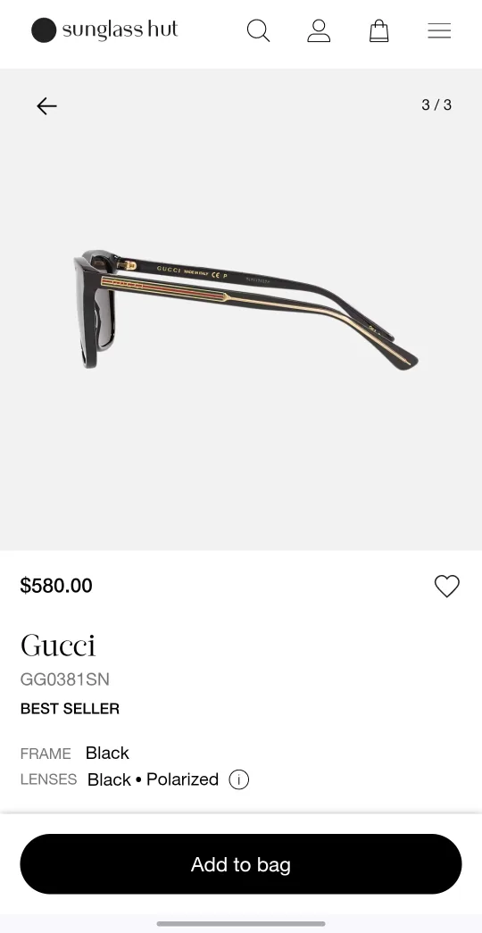Gucci GG0381SN Black Sunglasses image indicator(2)