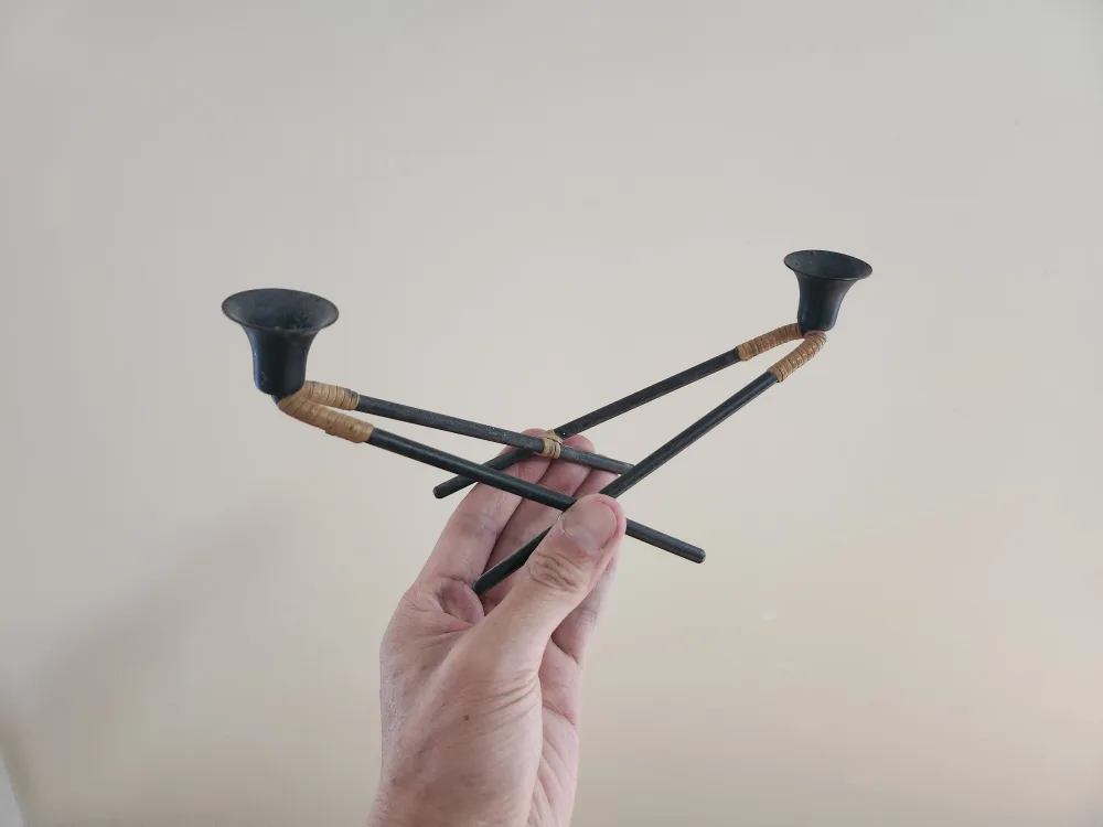 Vintage Danish Metal Cane Candleholder by Laurids Lonborg 1960s image indicator(7)