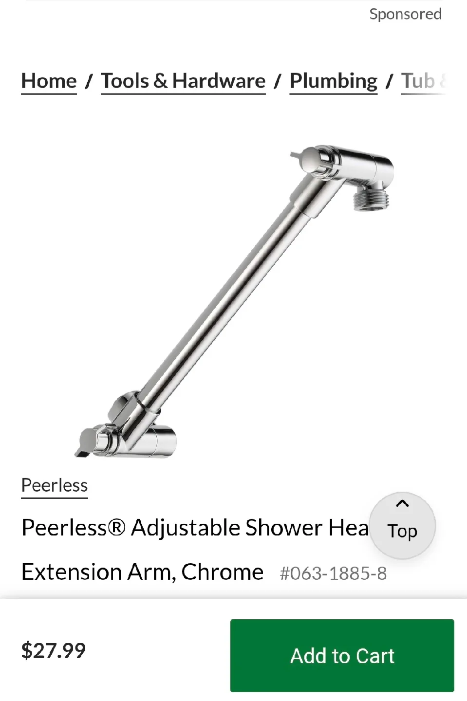 Brand New Adjustable Shower Head Extension Arm, Chrome