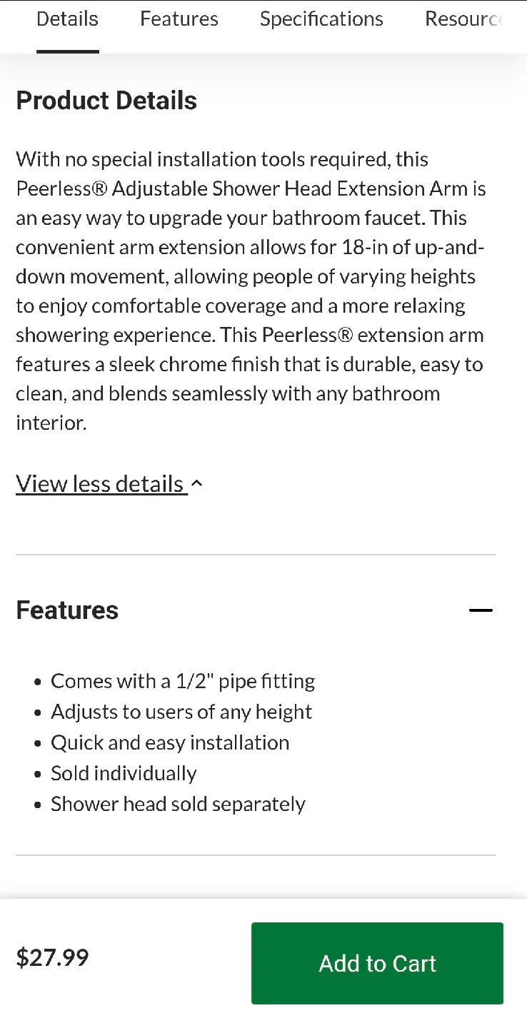 Brand New Adjustable Shower Head Extension Arm, Chrome image indicator(2)