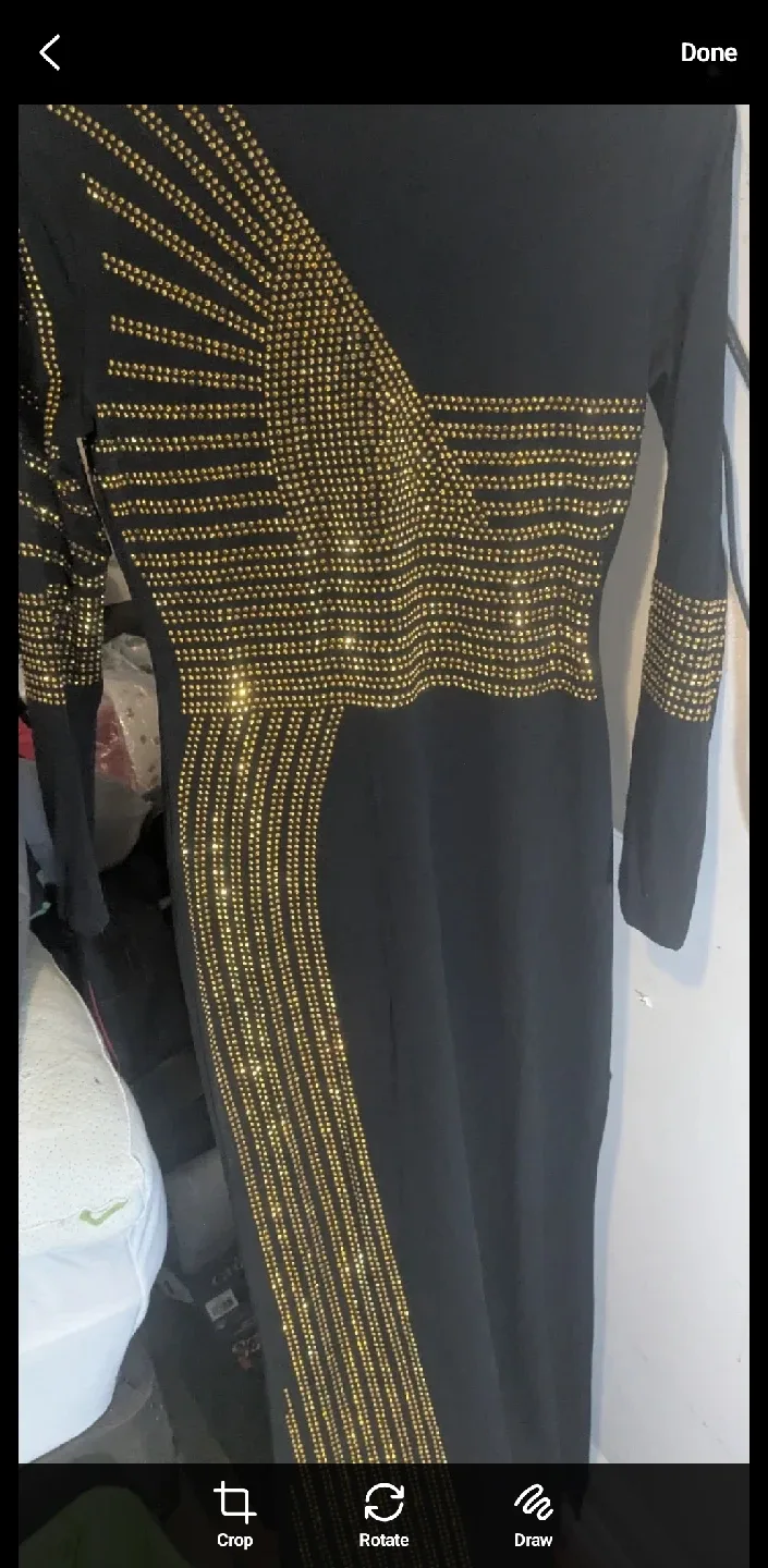 Black Long Sleeve Dress with Gold Embellishments image indicator(3)