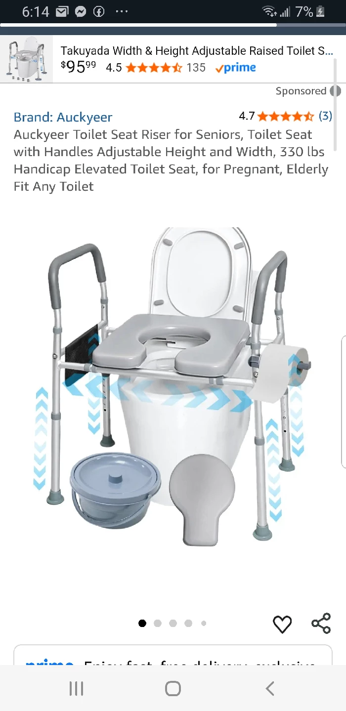 Auckyeer Toilet Seat Riser, Adjustable, 330lbs