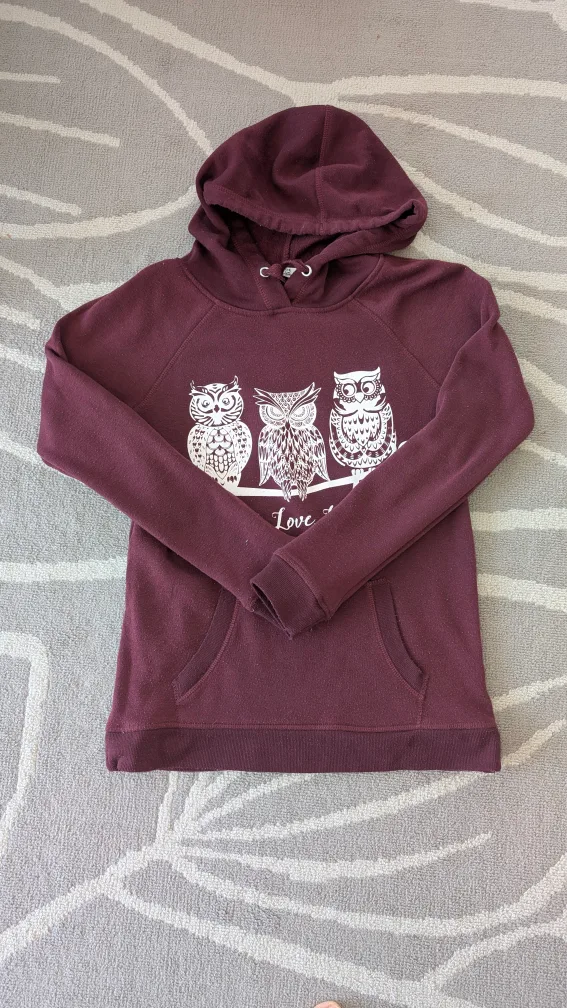 Ardine Burgundy Owl Hoodie