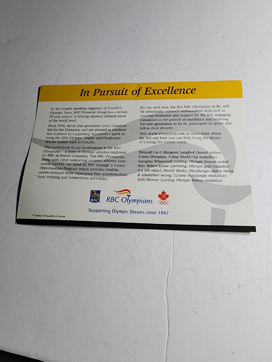 RBC Olympians signed card - photo 4