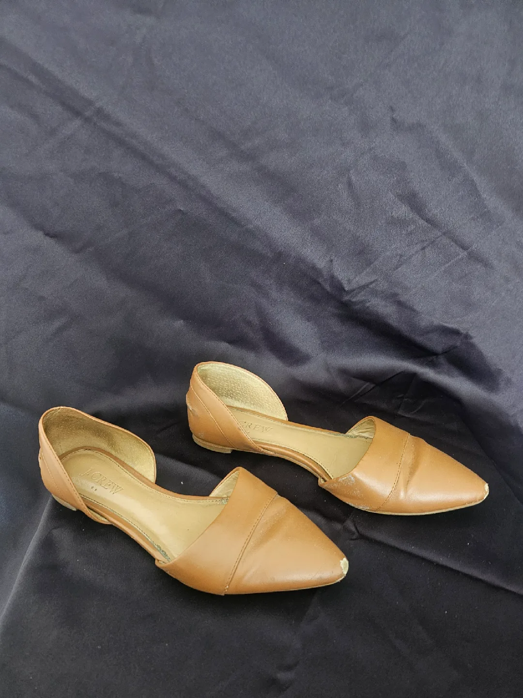 USED - J.Crew Leather Pointed Toe Flats - Size 6 thumbnail
