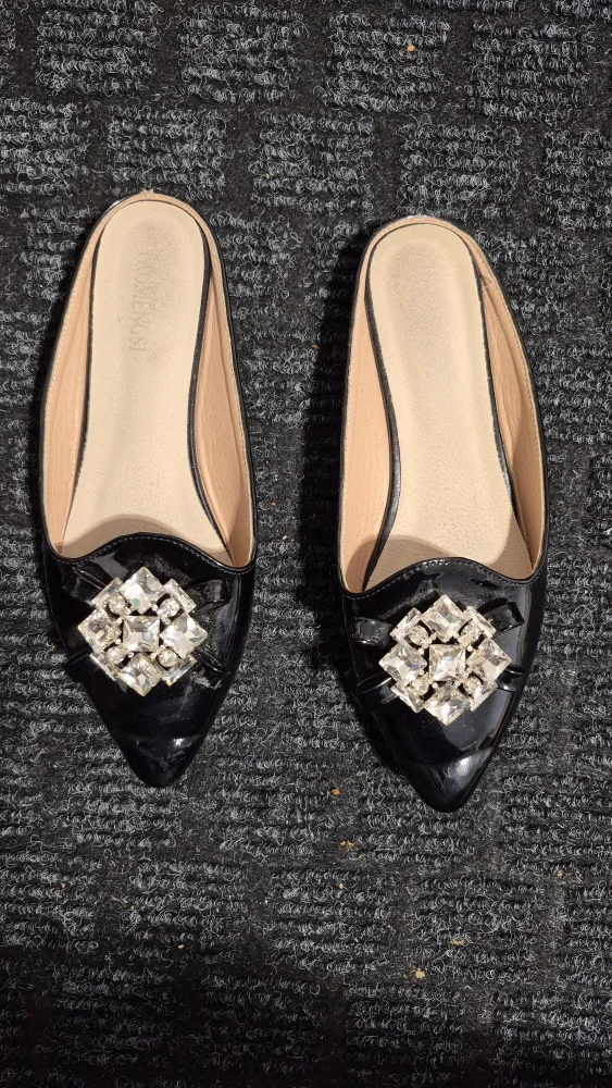 Lorenzi Black Embellished Mules image indicator(7)