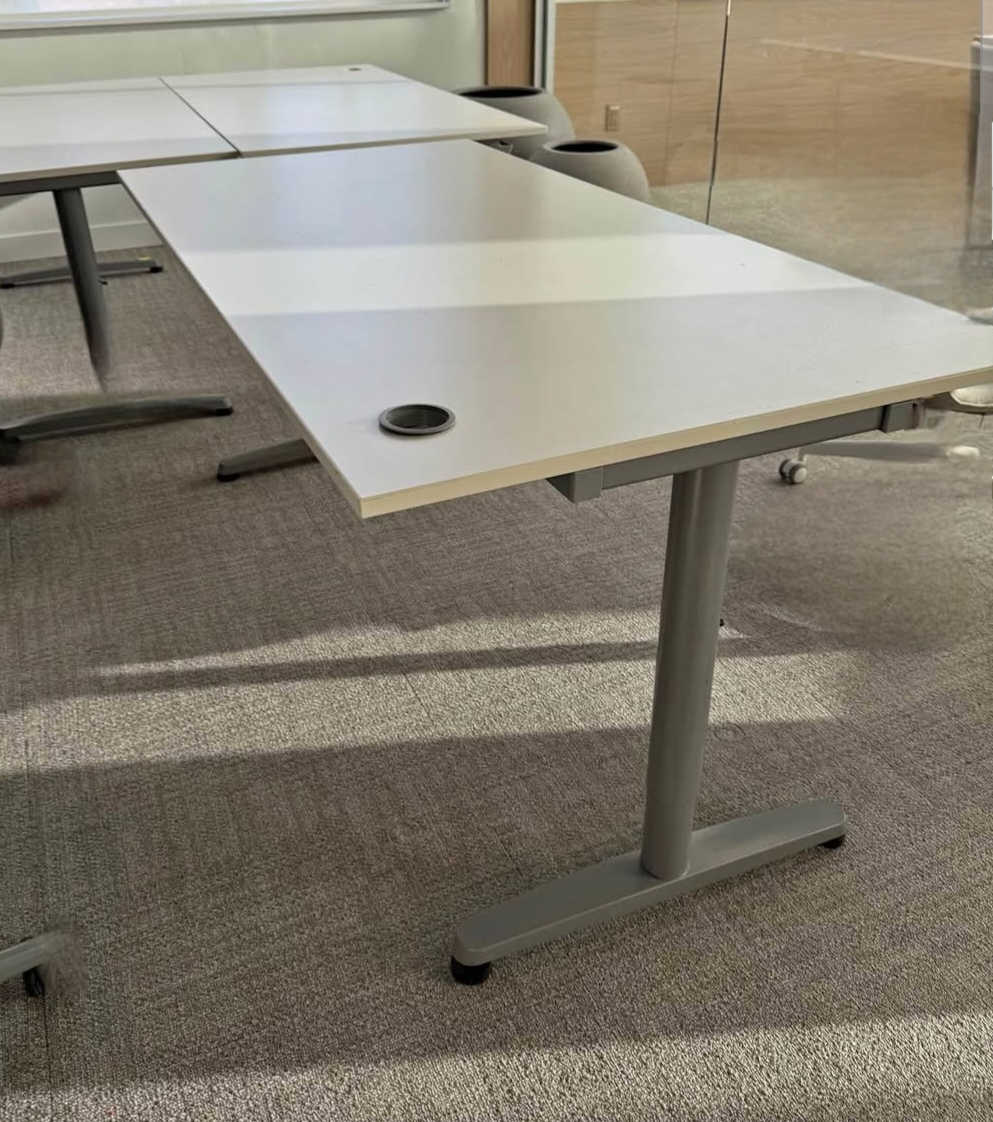 Office Desk - White Top, Grey Legs-$70