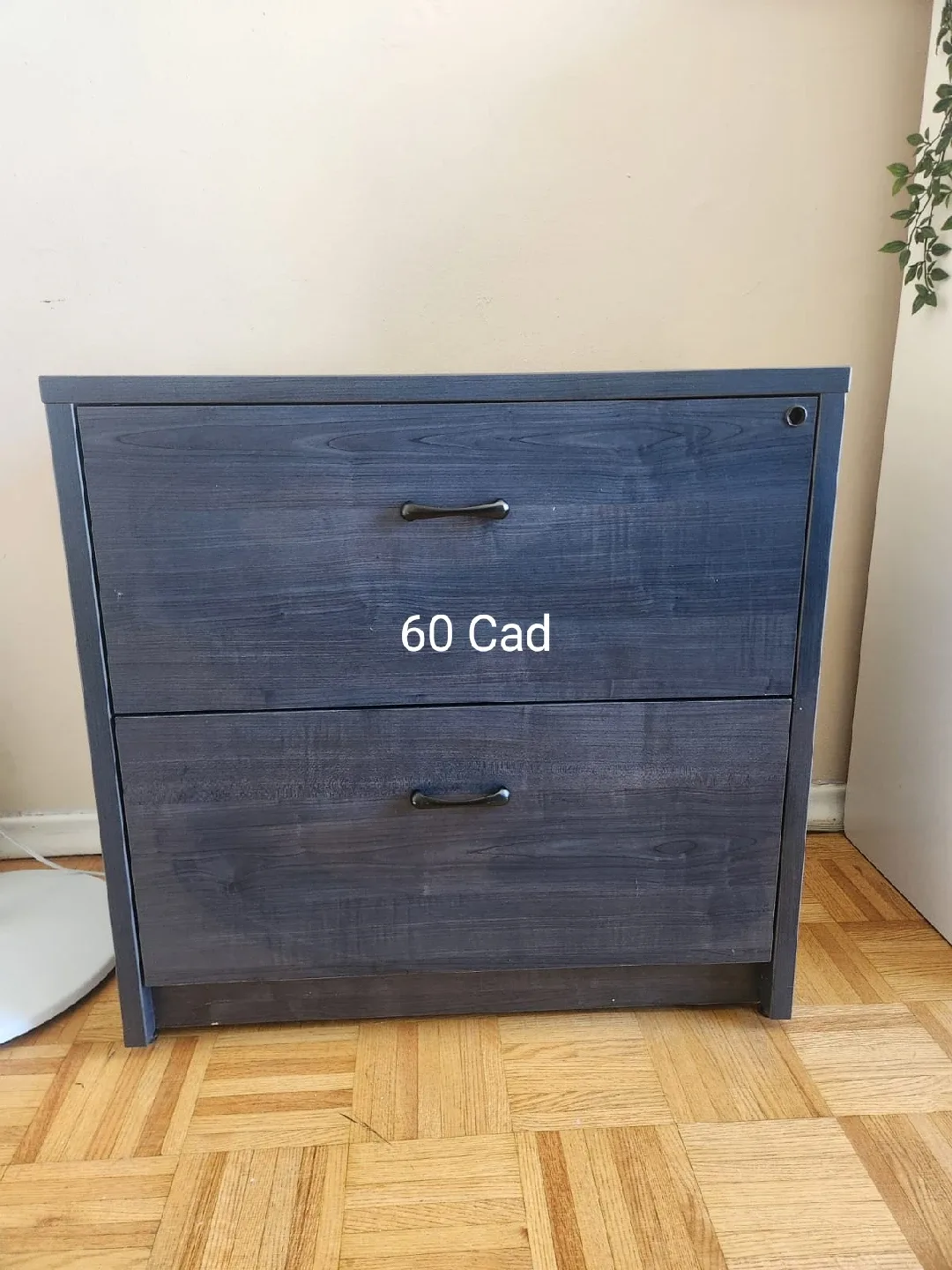 Two-Drawer Blue Wood Filing Cabinet - $60 thumbnail