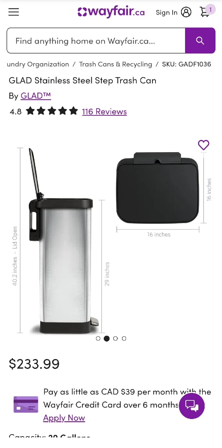 GLAD Stainless Steel Step Trash Can image indicator(2)