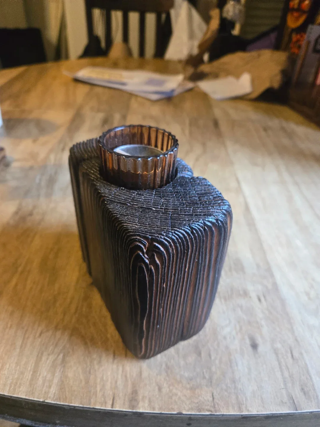 Rustic Wooden Candle Holder image indicator(3)