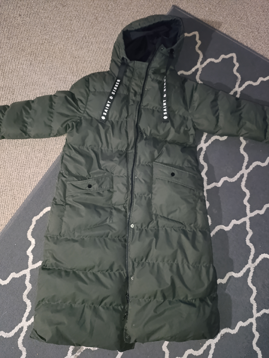 🥕 Saint & Sinner Olive Green Puffer Coat - photo 2