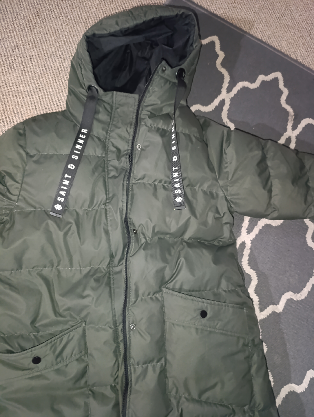 🥕 Saint & Sinner Olive Green Puffer Coat - photo 3
