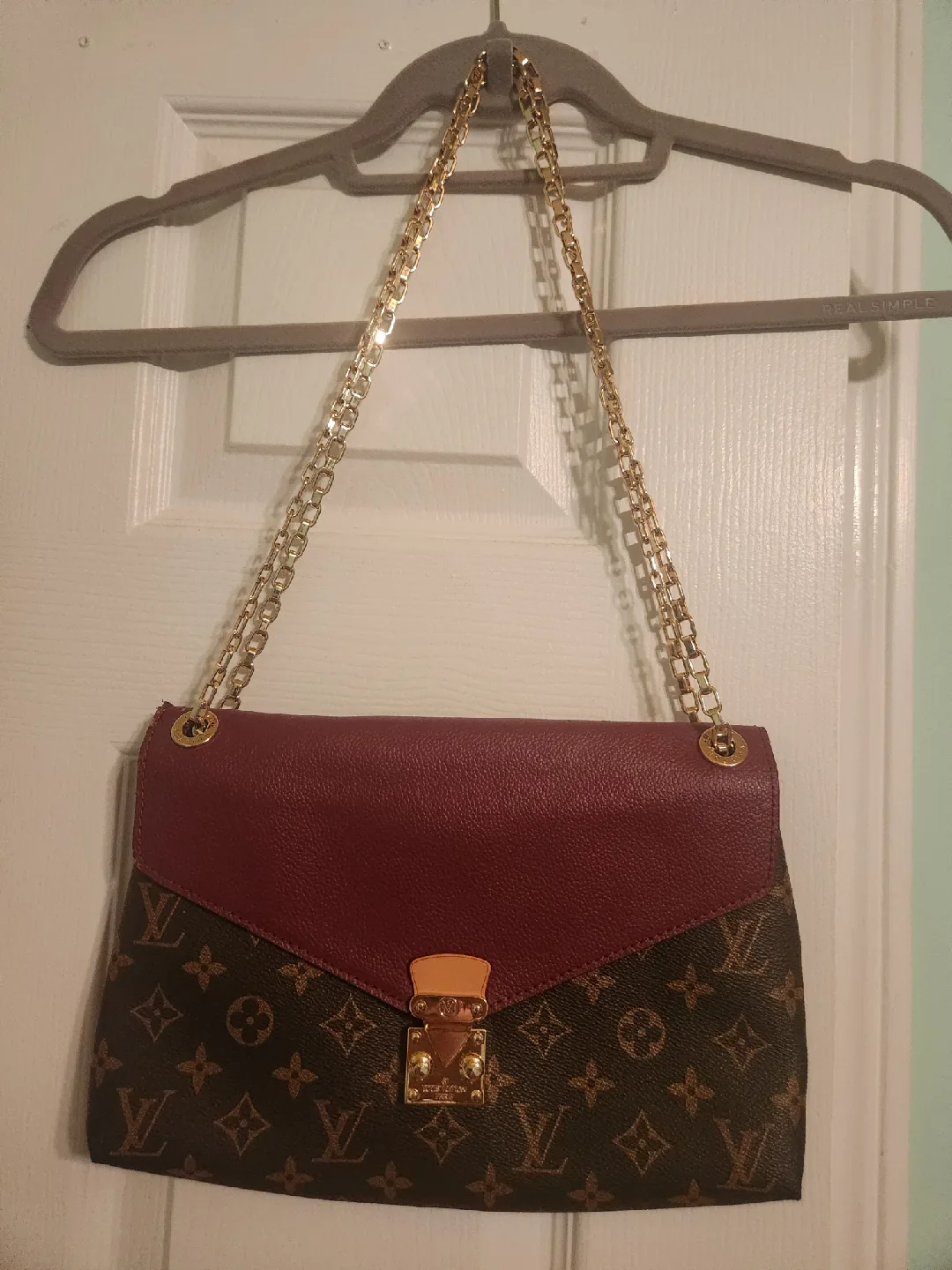Louis Vuitton Burgundy Leather & Monogram Shoulder Bag thumbnail