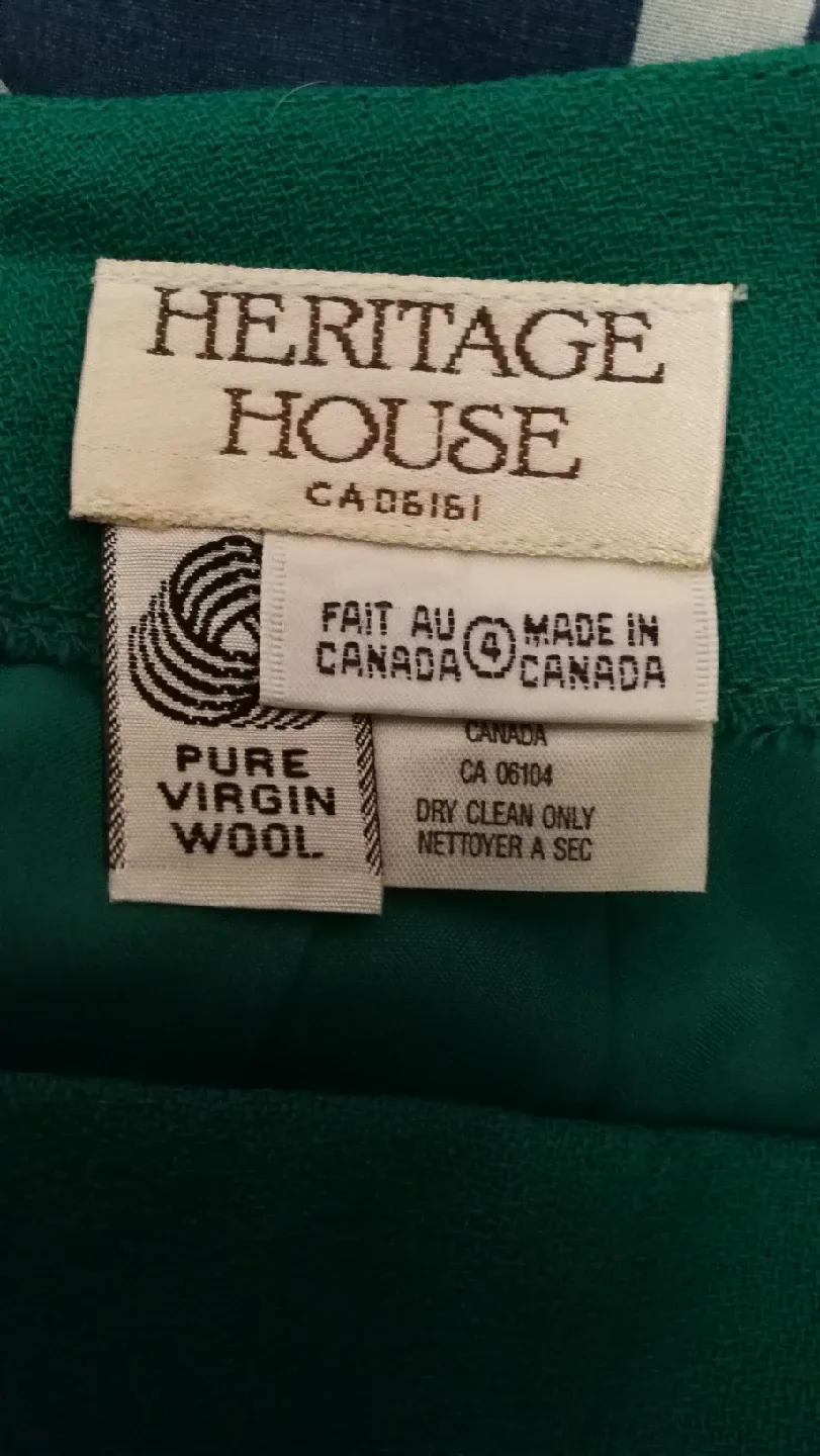 Vintage Green Pure Virgin Wool Pencil Skirt size S image indicator(5)