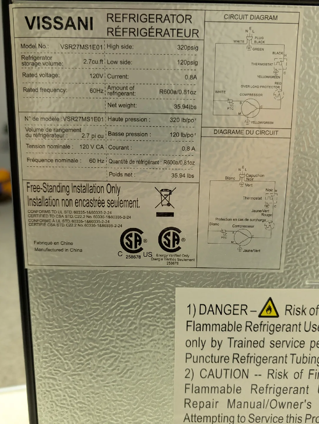 2.7 cu. ft. Vissani Mini Fridge image indicator(5)