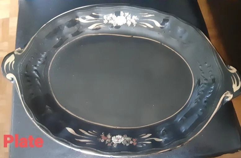 Vintage Black Porcelain Tureen with Gold Trim & Doves image indicator(8)