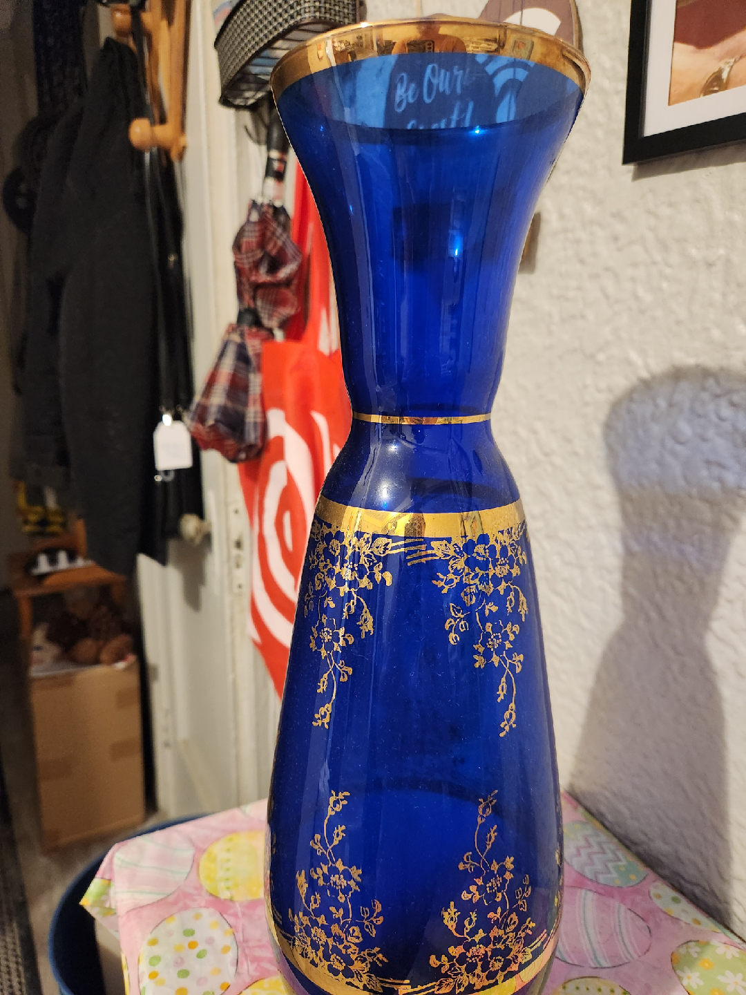 blue glass vase