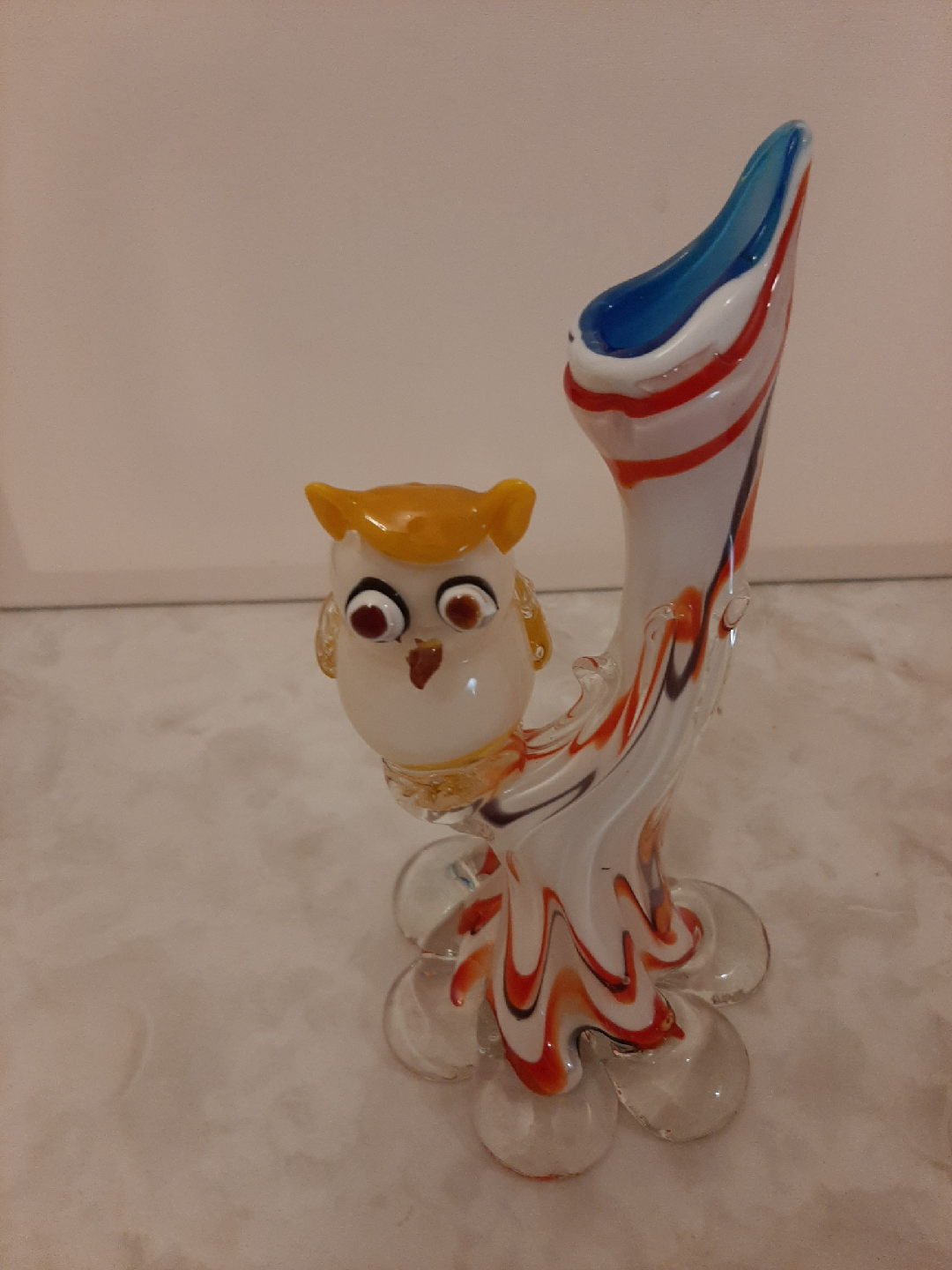 Hand Blown Glass Owl Vase Pair. - photo 2
