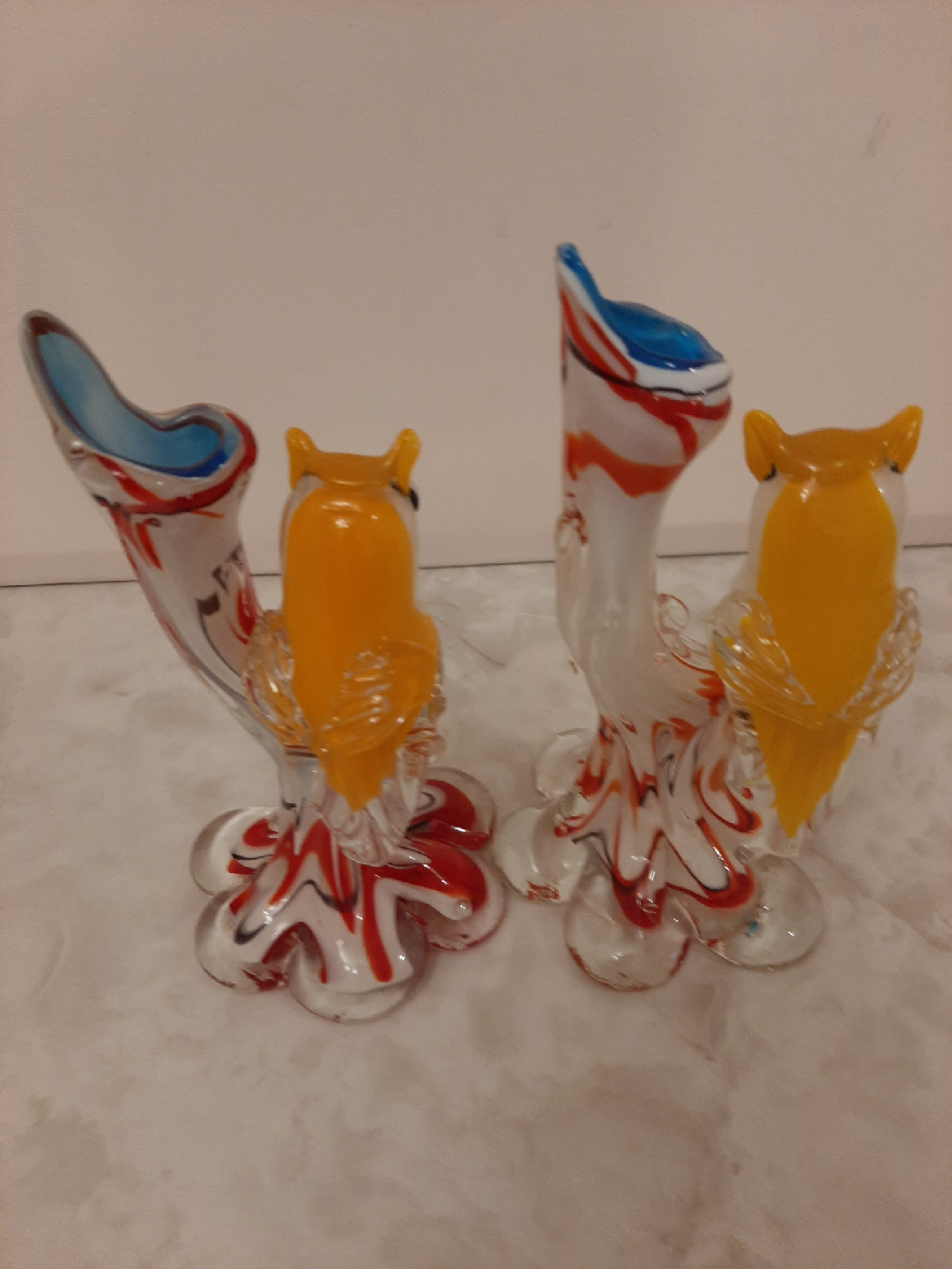 Hand Blown Glass Owl Vase Pair. - photo 4