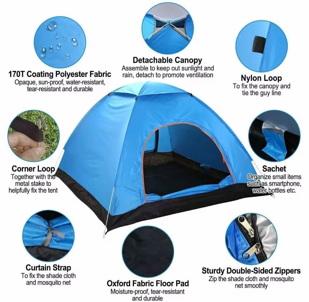 Pop up Blue Camping Tent image indicator(2)