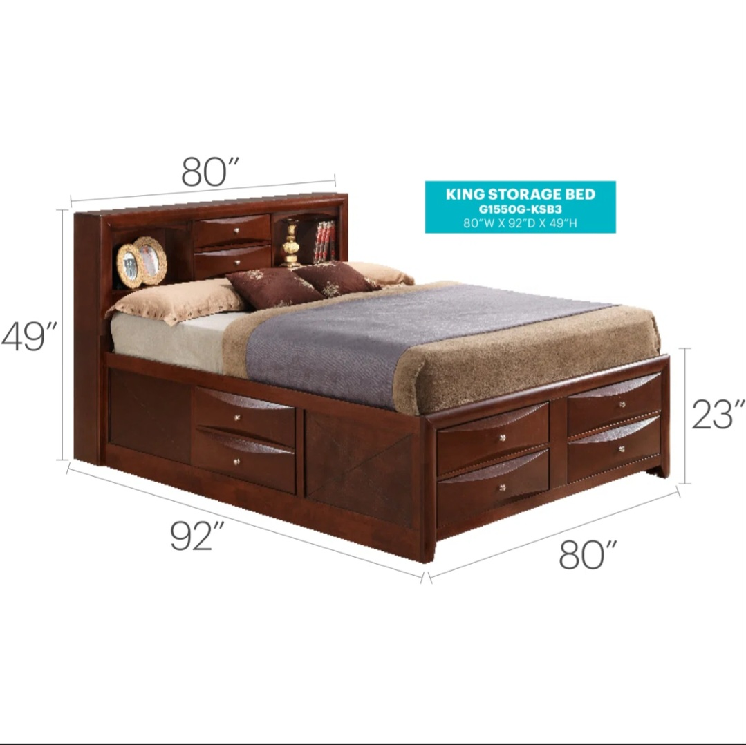 King Storage Bed G1550G-KSB3