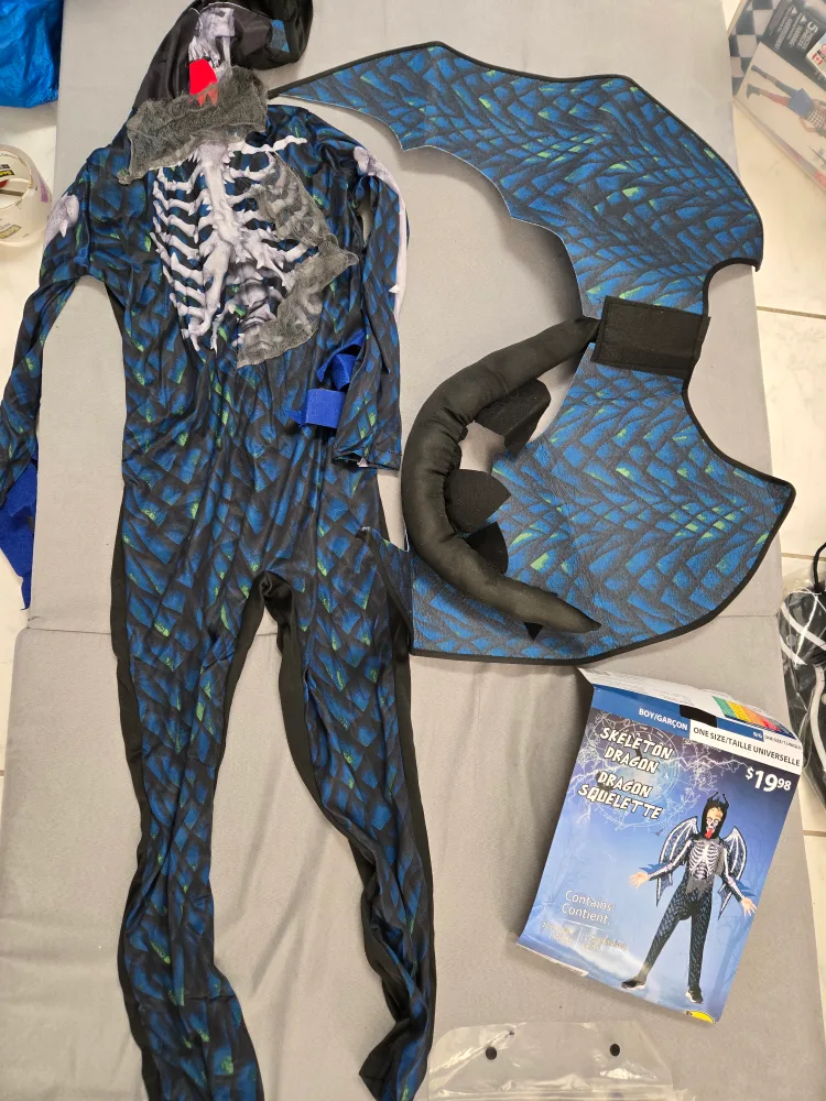 Kids halloween costume skeleton dragon one size image indicator(2)