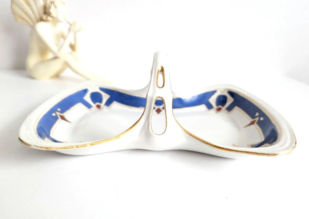 RARE Art Deco Limoges Porcelain Basket ~ Made in France image indicator(7)