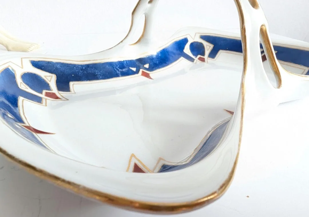 RARE Art Deco Limoges Porcelain Basket ~ Made in France image indicator(8)