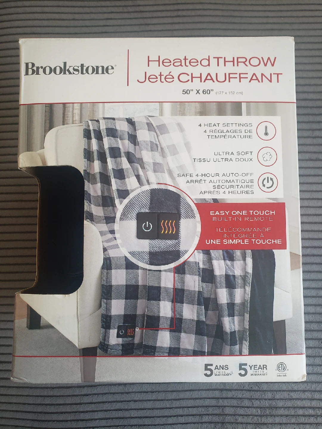 Brookstone Heated Throw Blanket 50" x 60" - photo 2