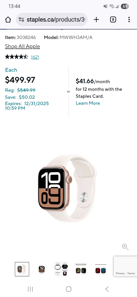 Apple Watch Rose Gold - 42 mm sports band image indicator(2)