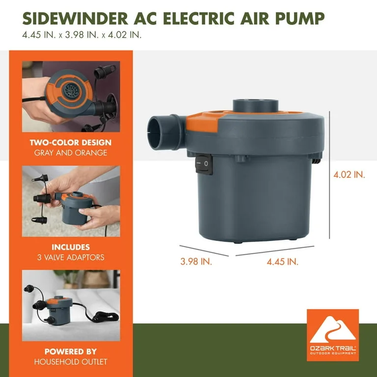 Ozark Trail Sidewinder AC Electric Air Pump, 110-120V image indicator(6)