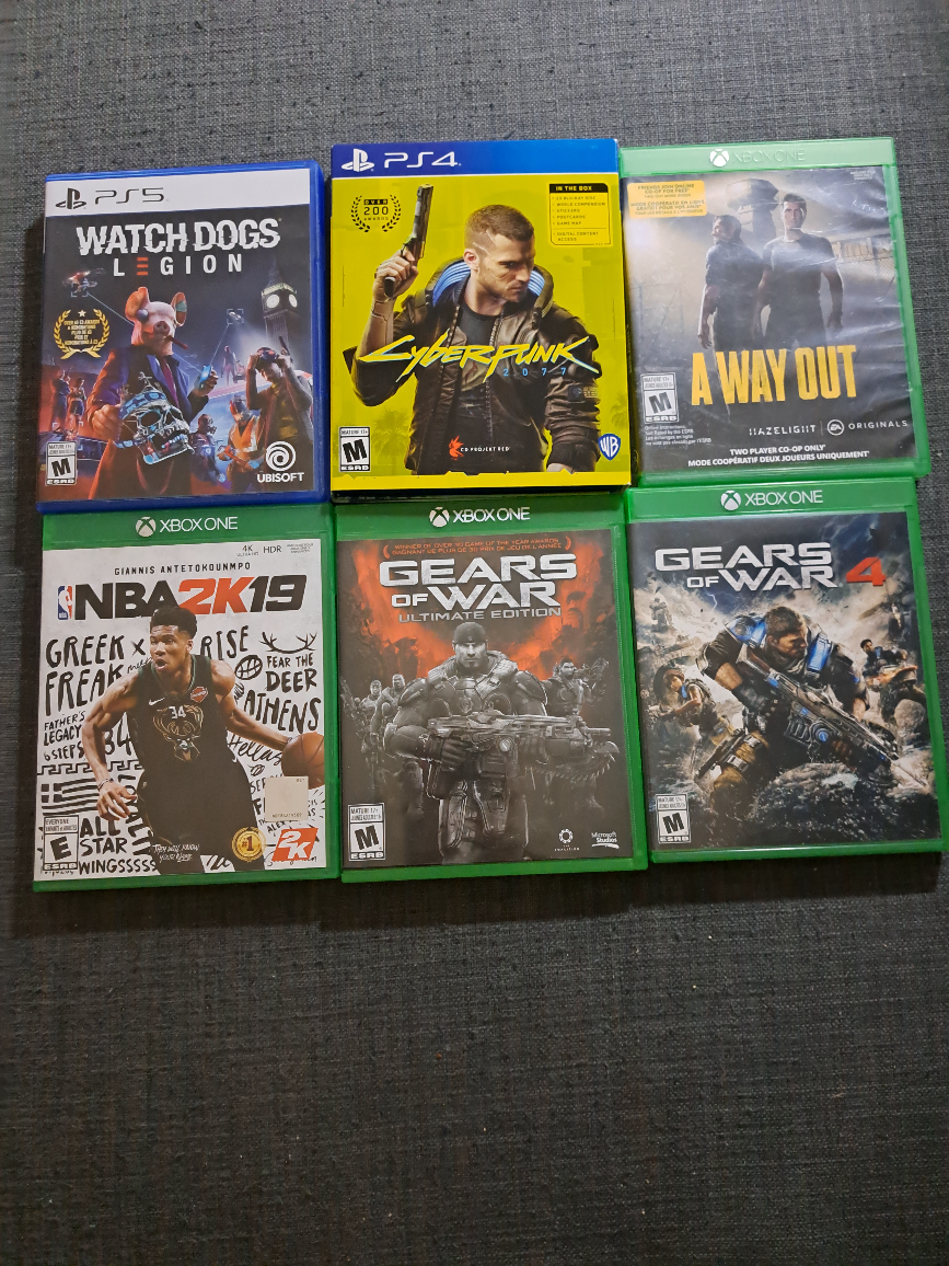 Video Games: Watch Dogs, Cyberpunk, NBA 2K19, Gears of War etc