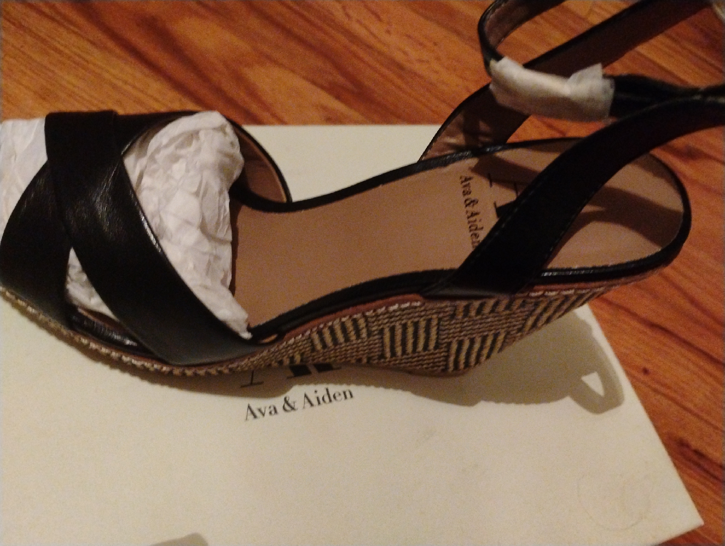 Ava & Aiden Black Wedge Sandals - New in Box! - photo 3