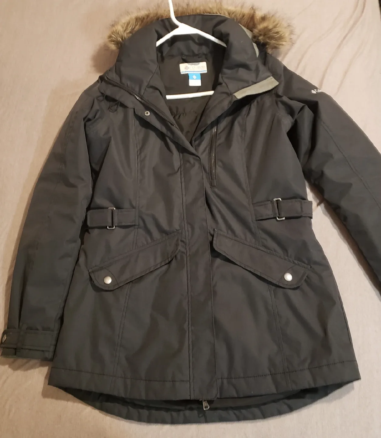 Columbia Black Winter Jacket with Faux Fur Hood image indicator(2)