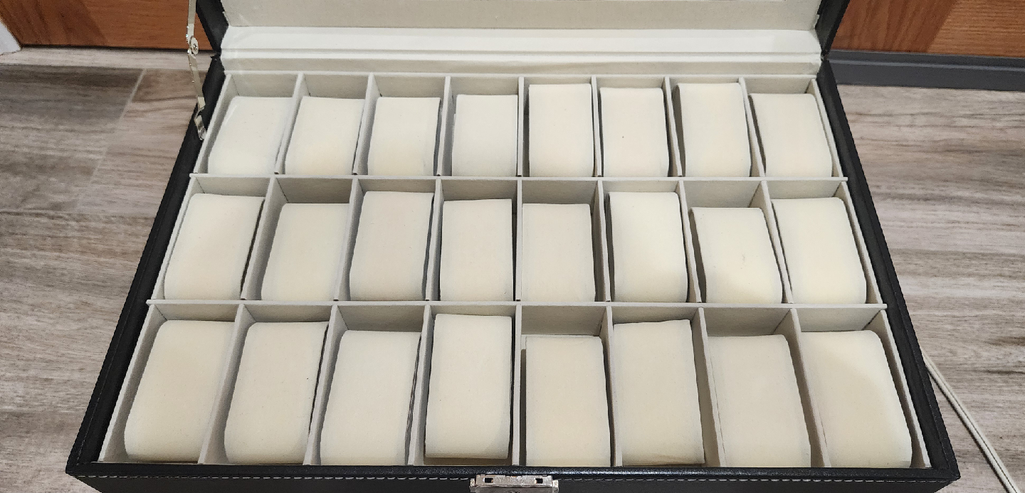 Black Leather 24 Slot Watch Display Case - photo 4