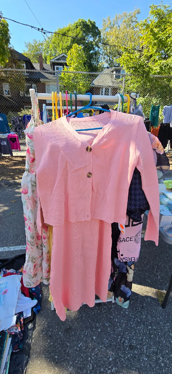 Pink Knit Cardigan & Dress Set