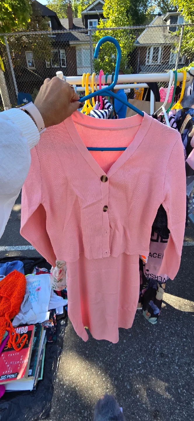 Pink Knit Cardigan & Dress Set image indicator(2)