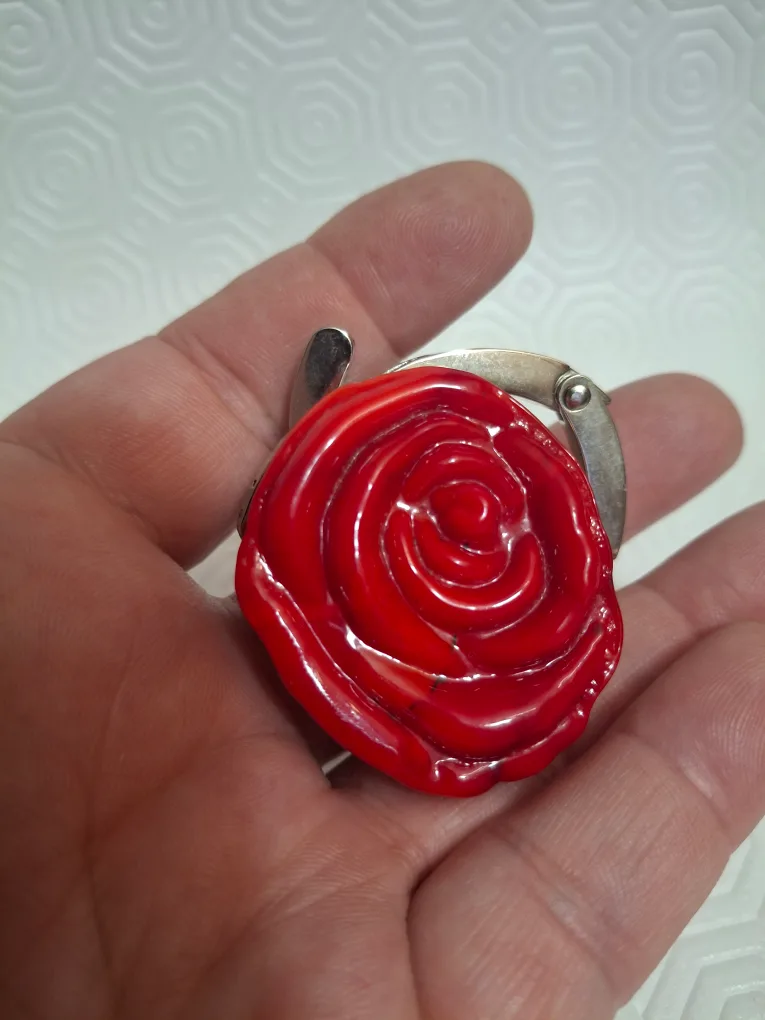 Murano Glass Red Rose Purse Hook thumbnail