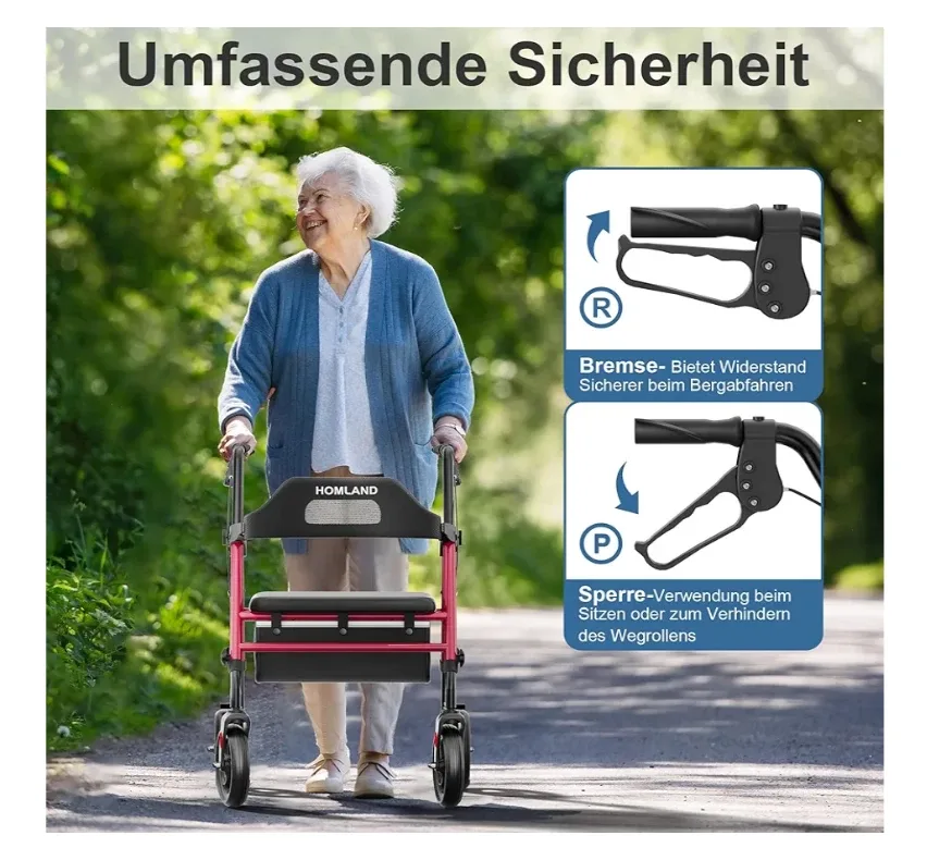 Homland Rollator Walker with Seat - Red image indicator(6)