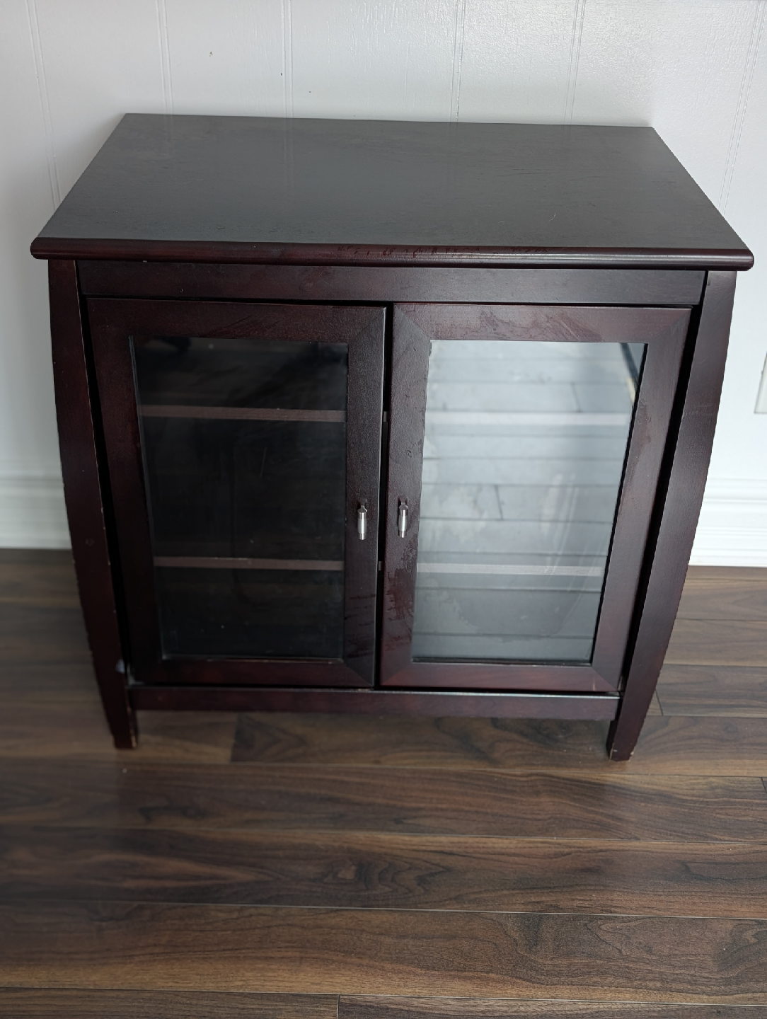 Dark Brown Glass Door TV Cabinet
