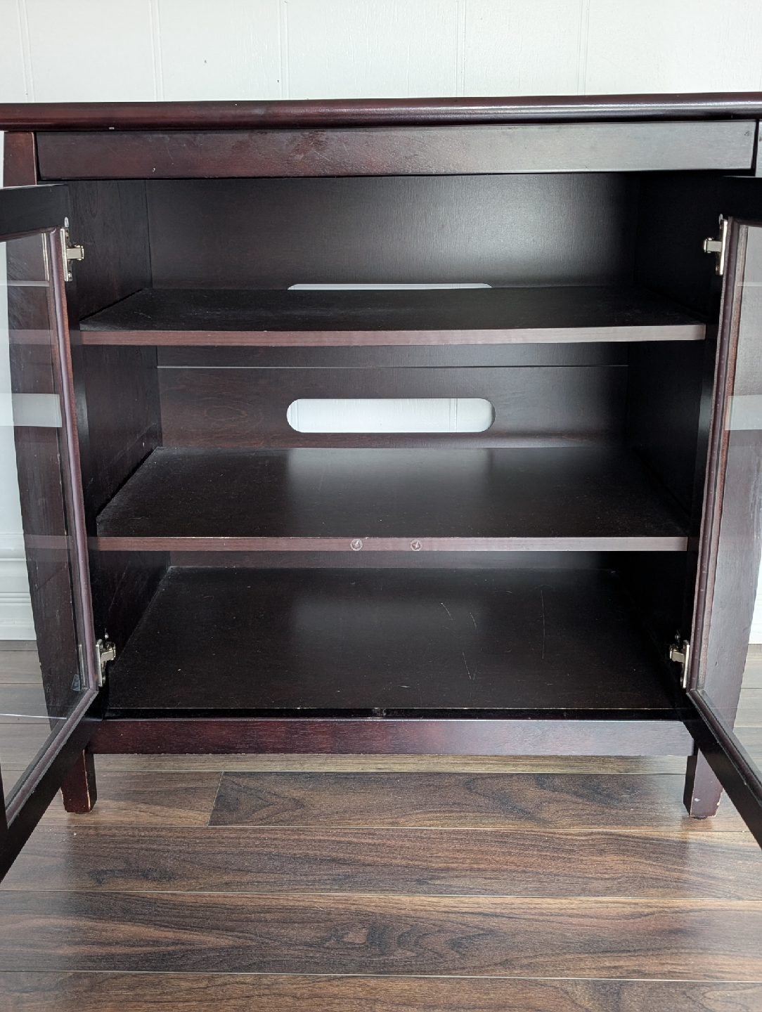 Dark Brown Glass Door TV Cabinet - photo 3