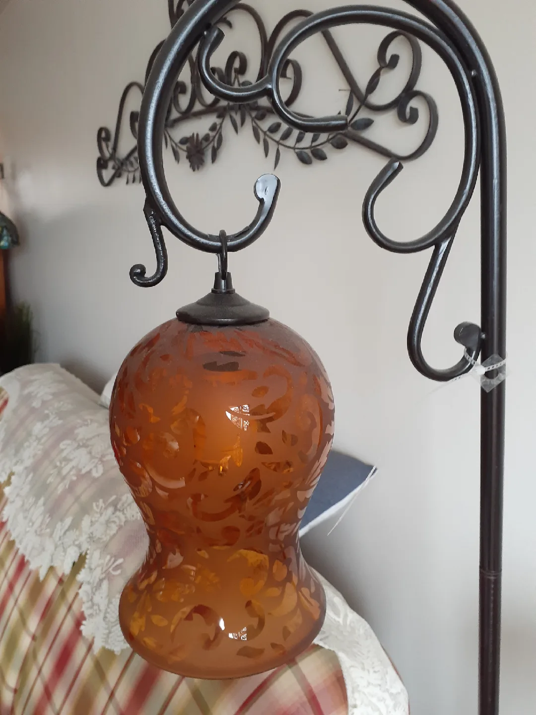 Amber Glass Floor Lamp with foot pedal image indicator(2)