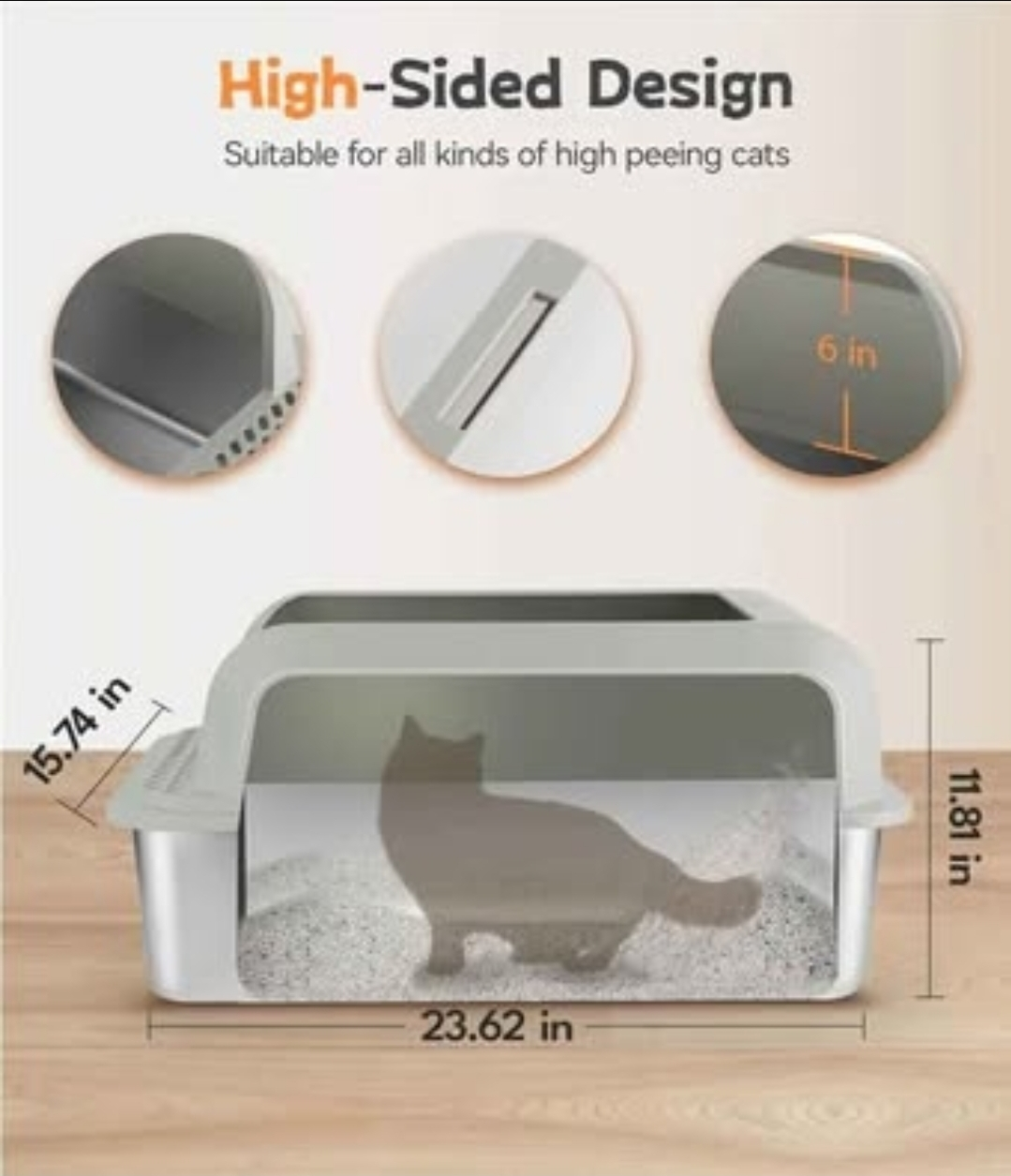 Stainless steel Extra Large 30L Cat Litter Box - photo 3