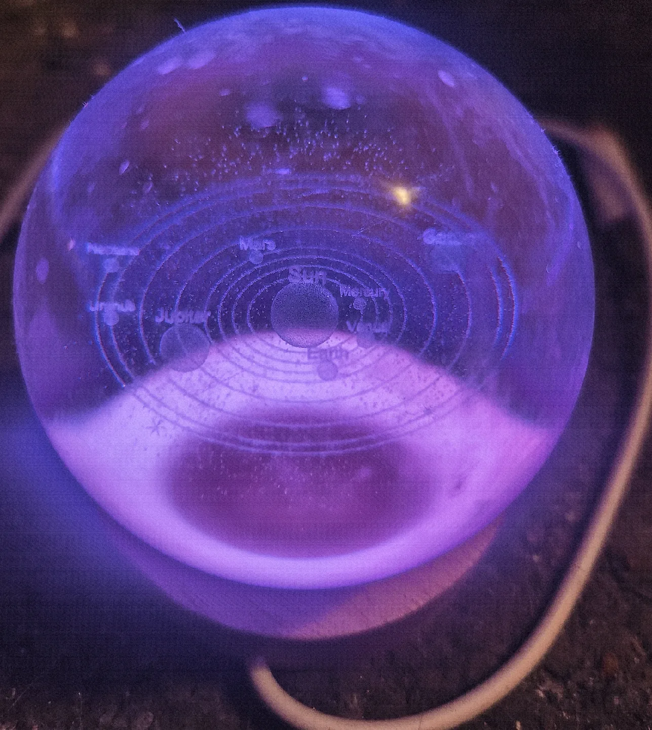 Solar System Crystal Ball Lamp with wood base and USB Cable image indicator(2)